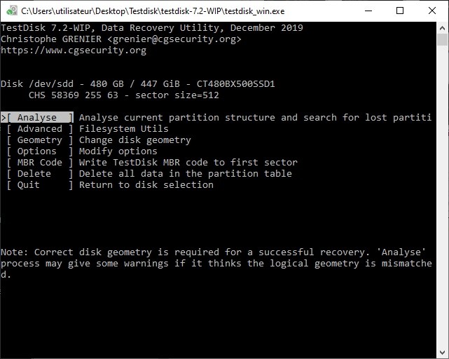analyser disque non reconnu
