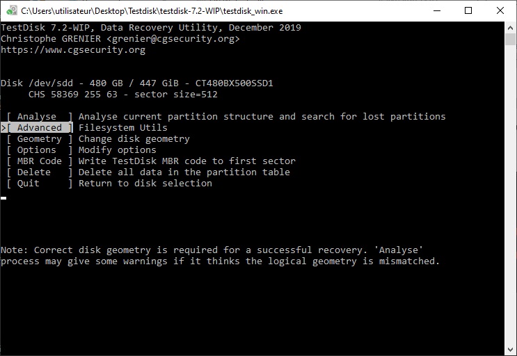 analyser système de fichiers en raw