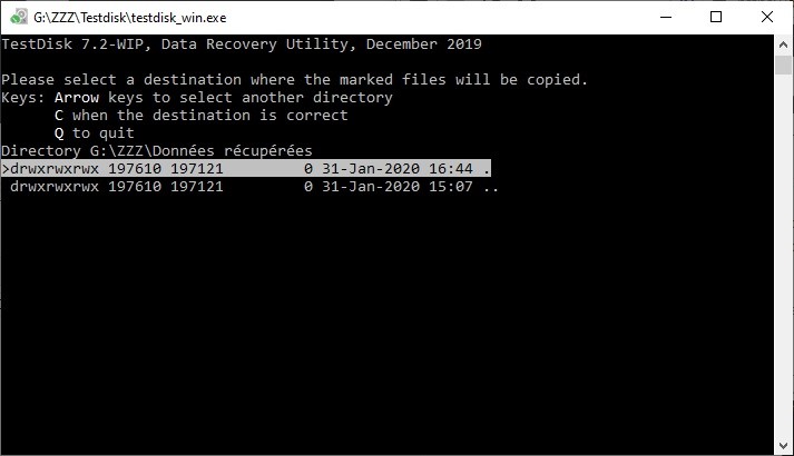 copier données récupérées