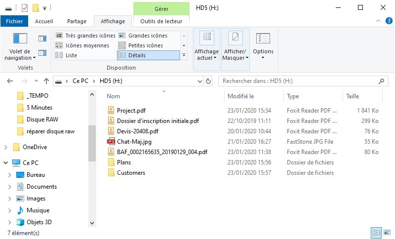 réparation disque raw ok